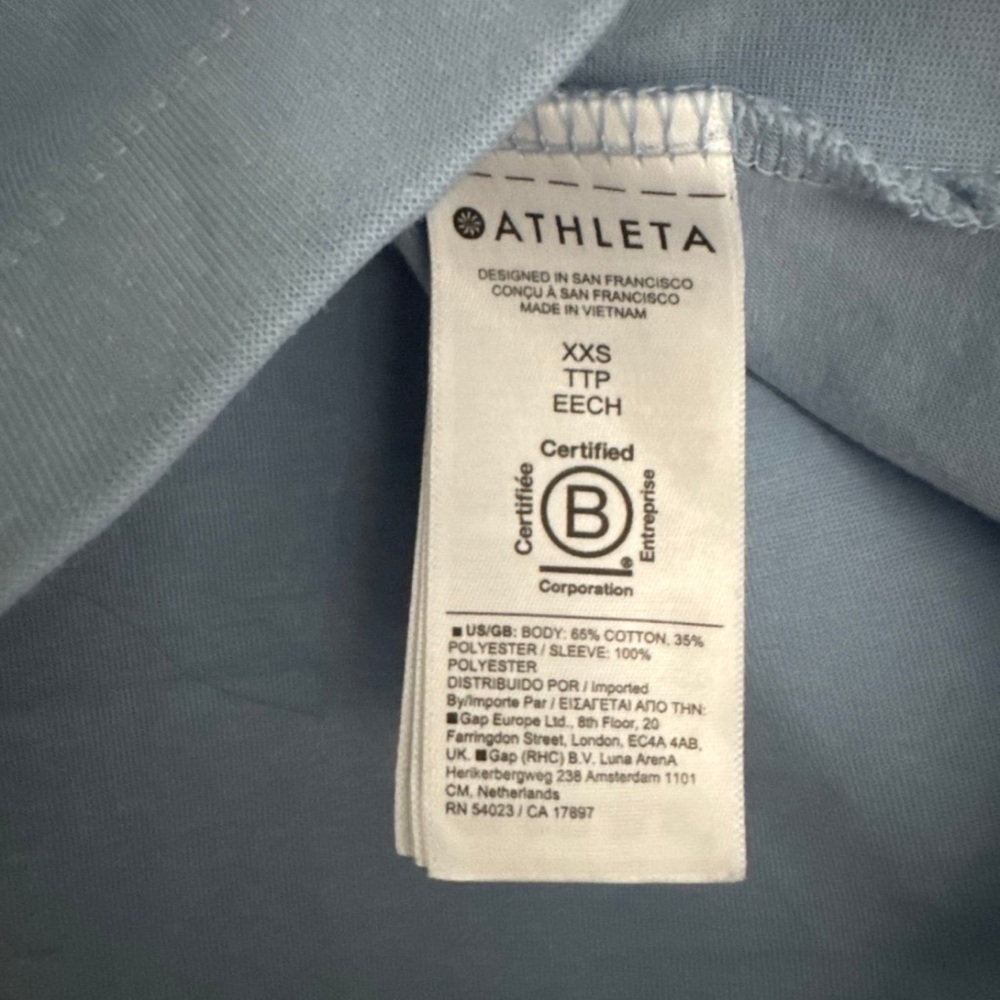 NEW Athleta women’s Harlow Hybrid Heron Blue color puff sleeve shirt top XXS XS - Picture 8 of 9